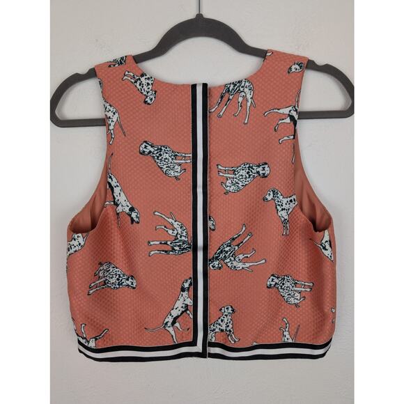 Anthropologie Hutch Top Dalmatian Crop Dog Novelty Stripe Pink Preppy Size 6 - Picture 7 of 13